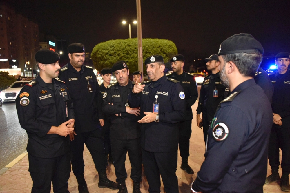 Kuwait police officers during a traffic security campaign in Sabah Al-Salem.